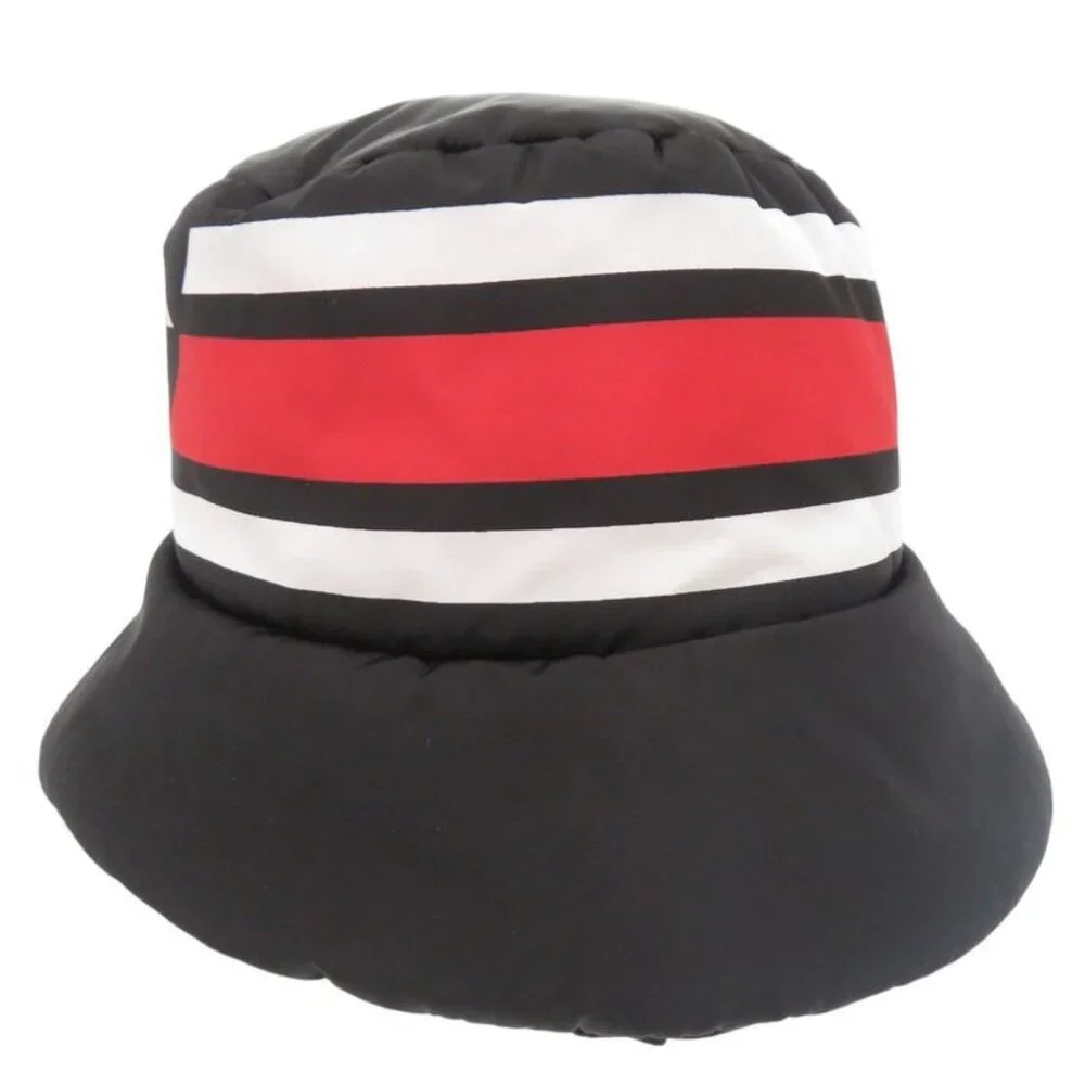 Prada Re Nylon Logo Print Volume Bucket Hat Polyester Polyamide Black 0673 - Picture 3 of 9